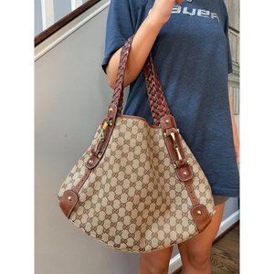 GUCCI Pelham GG Monogram Canvas Braided Tote Bag